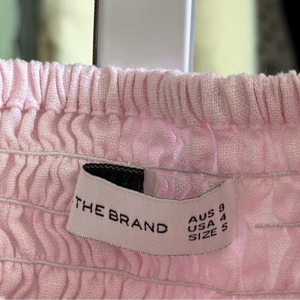 Faithfull The Brand Lenora Top in Plain Ice Pink Size Small Size 4 Puff Sleeve - Picture 4 of 6